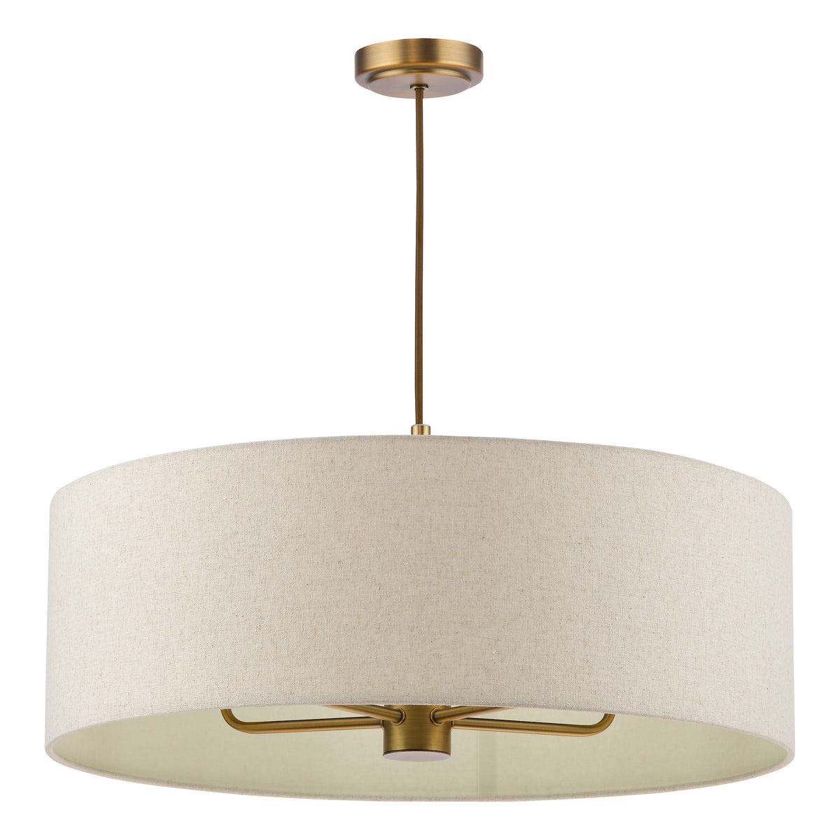 Aelin Five Light Pendant in Matt Bronze With Natural Linen Shade