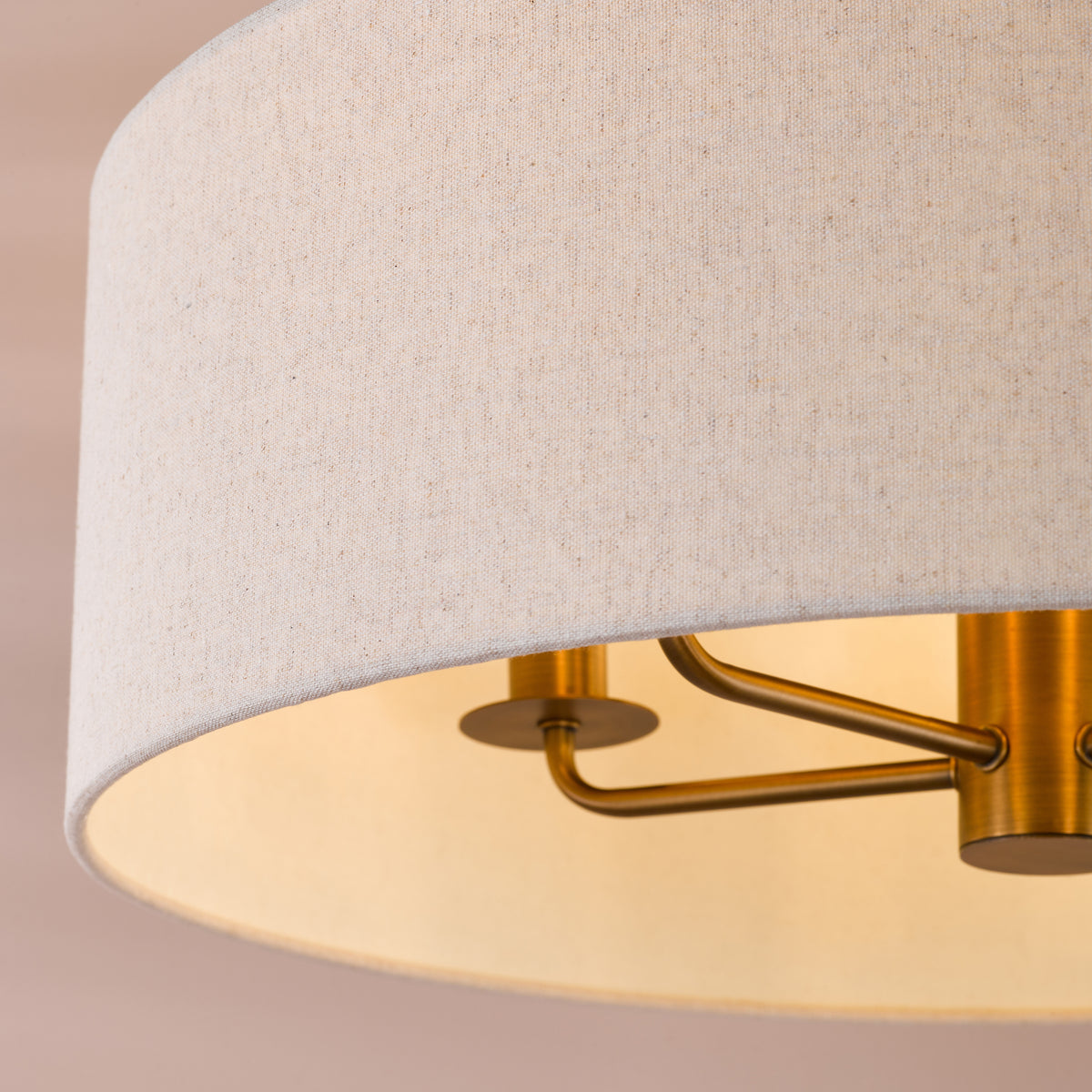 Aelin Five Light Pendant in Matt Bronze With Natural Linen Shade