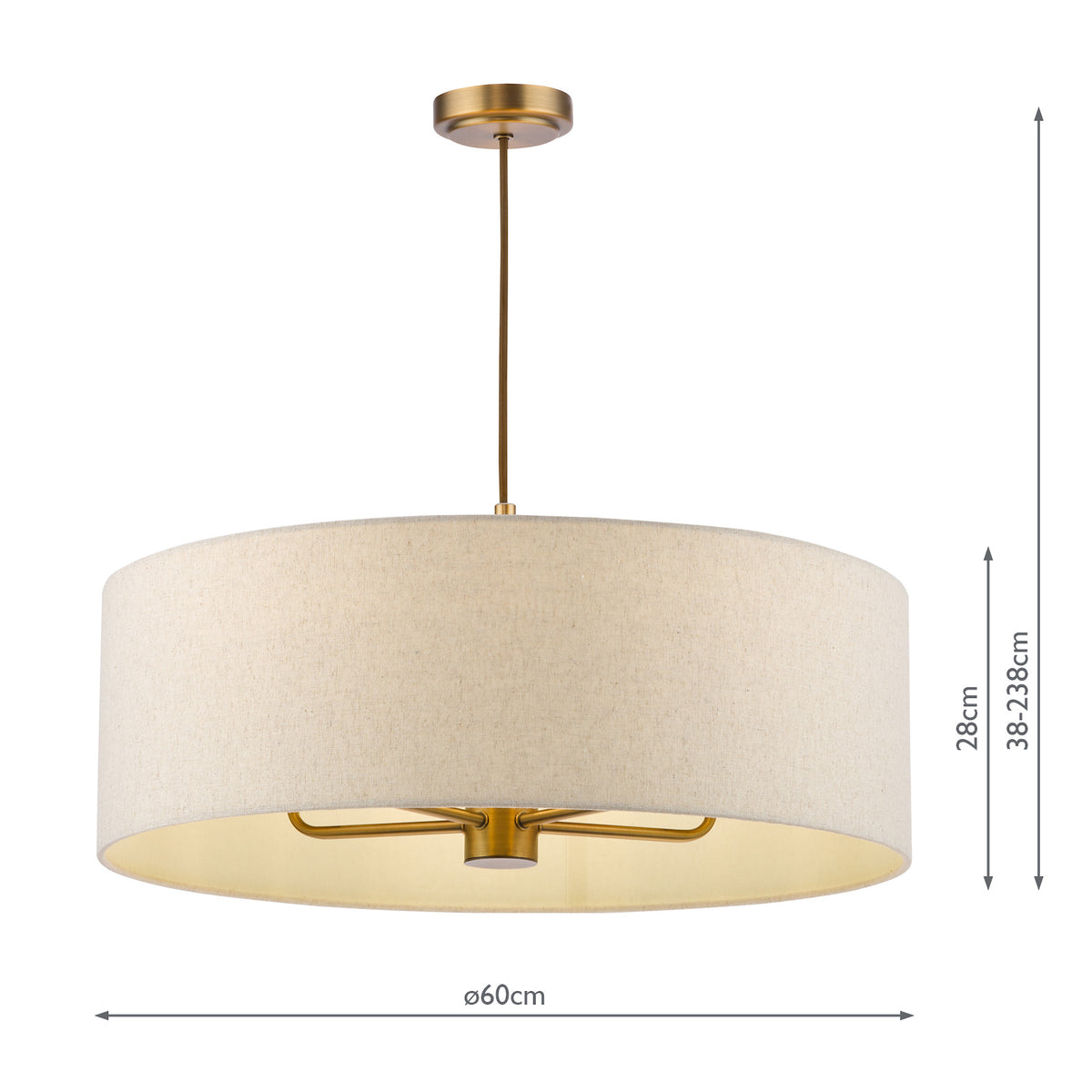 Aelin Five Light Pendant in Matt Bronze With Natural Linen Shade