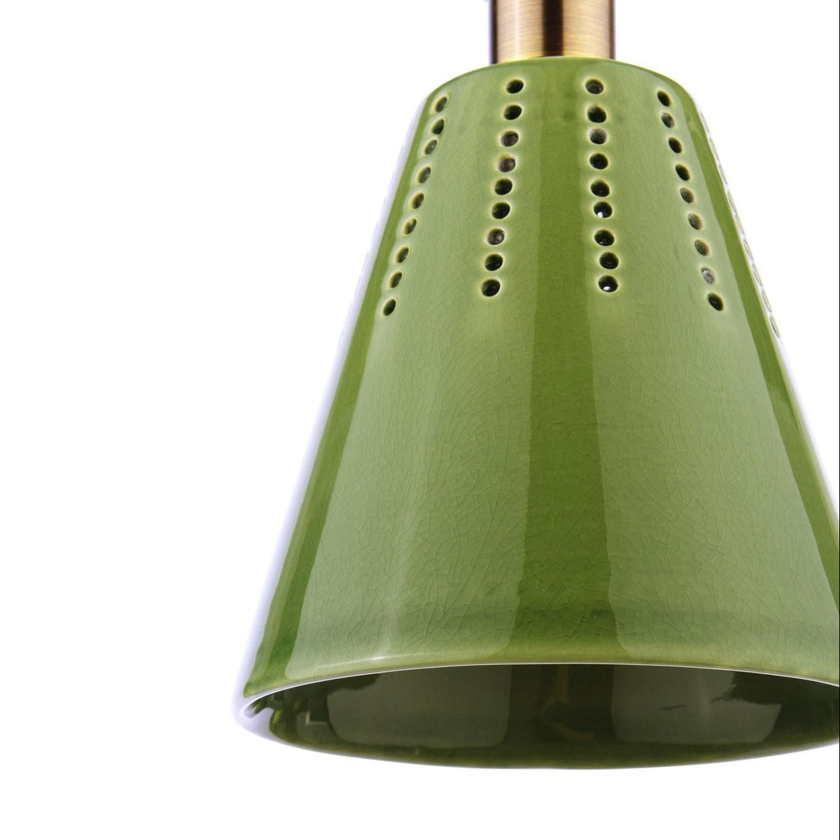 Allington Glazed Ceramic Pendant in Green & Matt Antique Brass