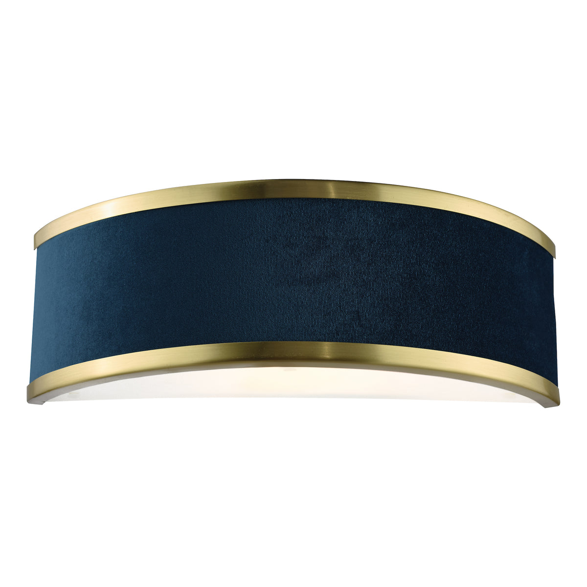 Alvaro Wall Light in Antique Brushed Brass With Navy Blue Velvet Shade