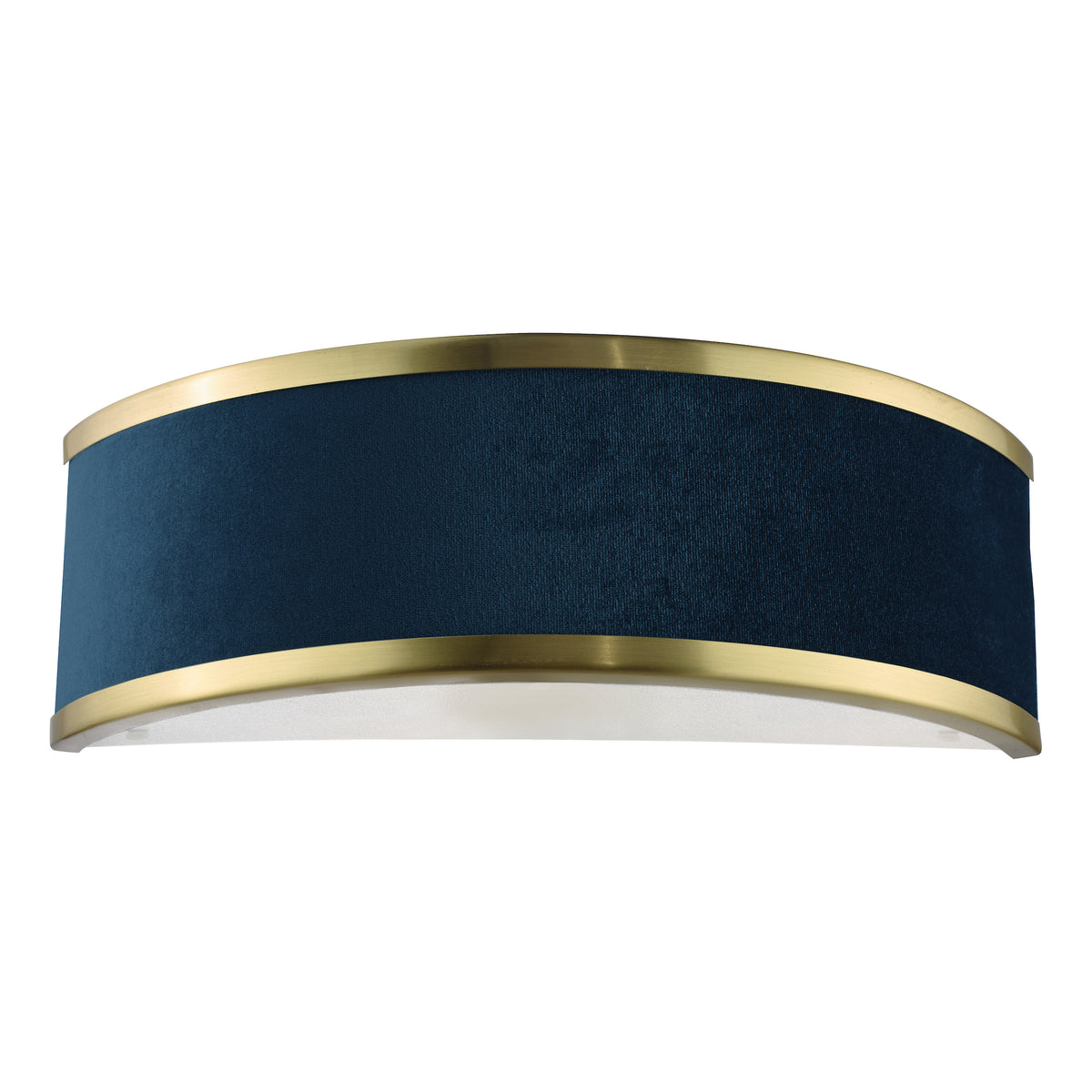Alvaro Wall Light in Antique Brushed Brass With Navy Blue Velvet Shade