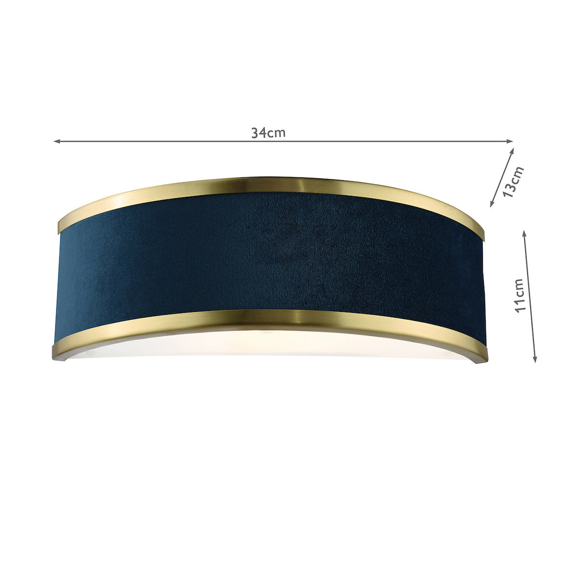 Alvaro Wall Light in Antique Brushed Brass With Navy Blue Velvet Shade