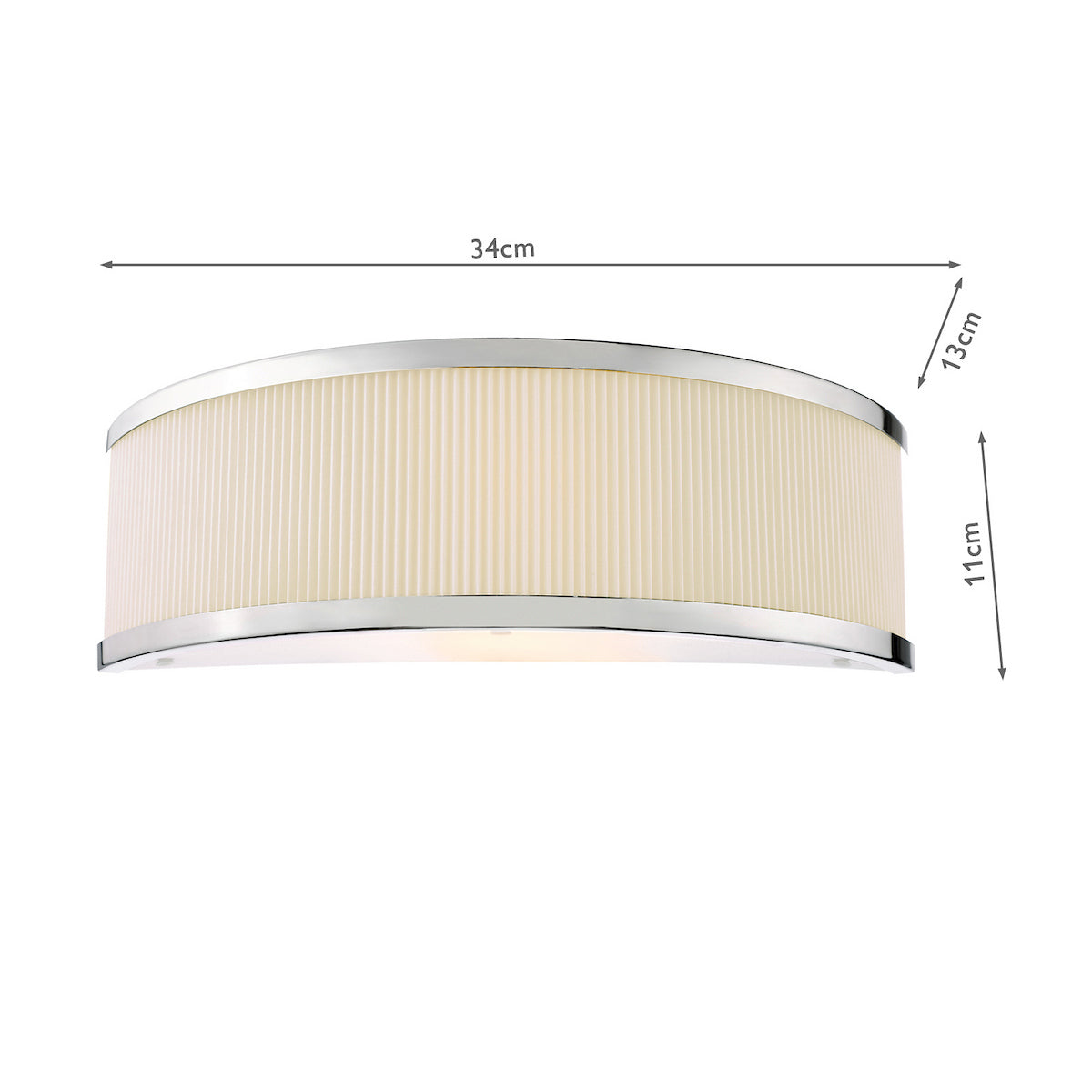 Alvaro Wall Light In Polished Chrome With Pleated Ivory Shade