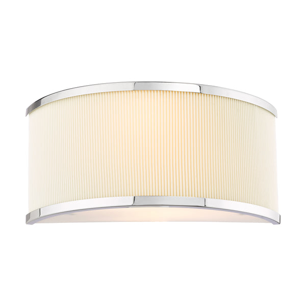 Alvaro Large Wall Light In Polished Chrome With Pleated Ivory Shade