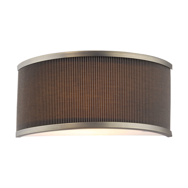 Alvaro Large Wall Light in Antique Bronze With Pleated Mushroom Shade