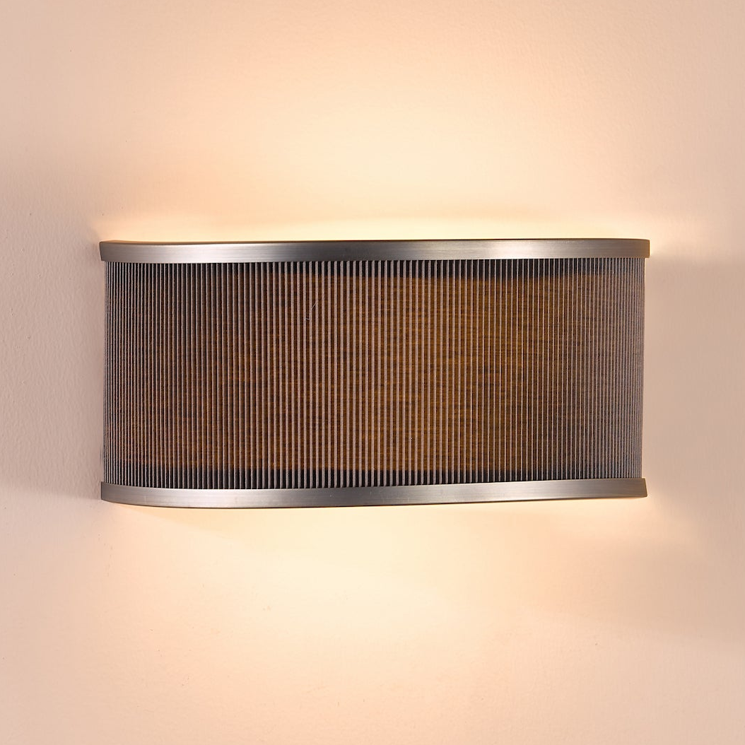 Alvaro Large Wall Light in Antique Bronze With Pleated Mushroom Shade