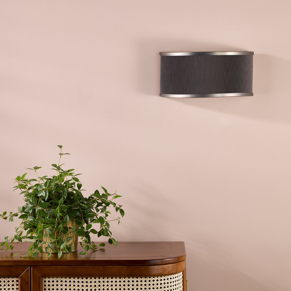 Alvaro Large Wall Light in Antique Bronze With Pleated Mushroom Shade
