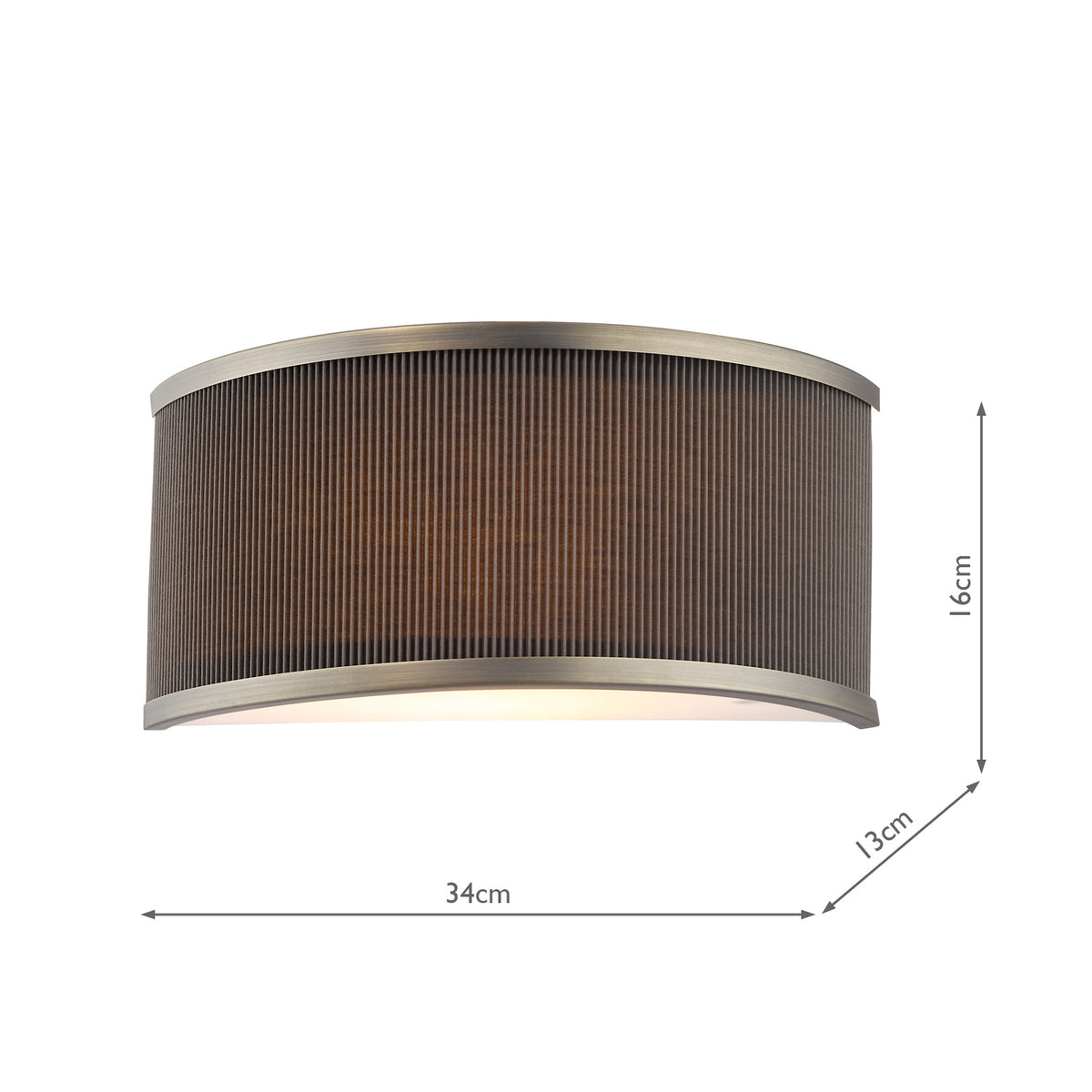 Alvaro Large Wall Light in Antique Bronze With Pleated Mushroom Shade