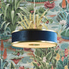 Alvaro Pendant In Brushed Brass With Navy Blue Velvet Shade