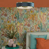 Alvaro Semi Flush Ceiling Light In Brushed Brass With Navy Blue Velvet Shade