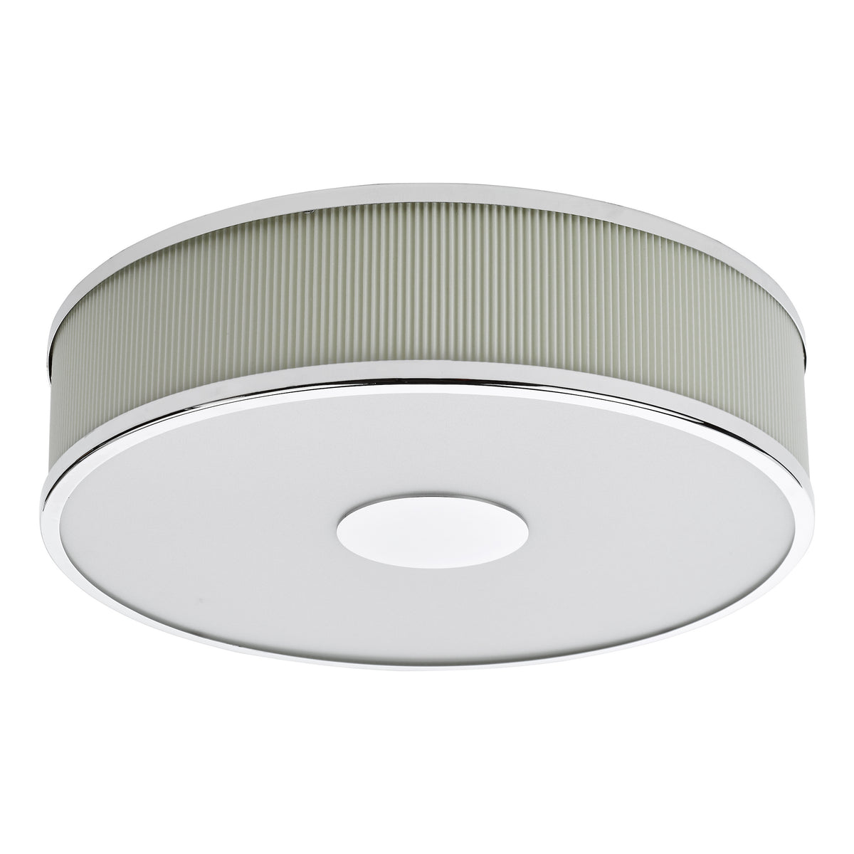Alvaro Semi Flush Ceiling Light In Polished Chrome With Pleated Ivory Shade
