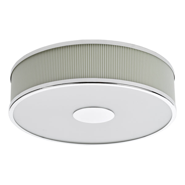 Alvaro Semi Flush Ceiling Light In Polished Chrome With Pleated Ivory Shade