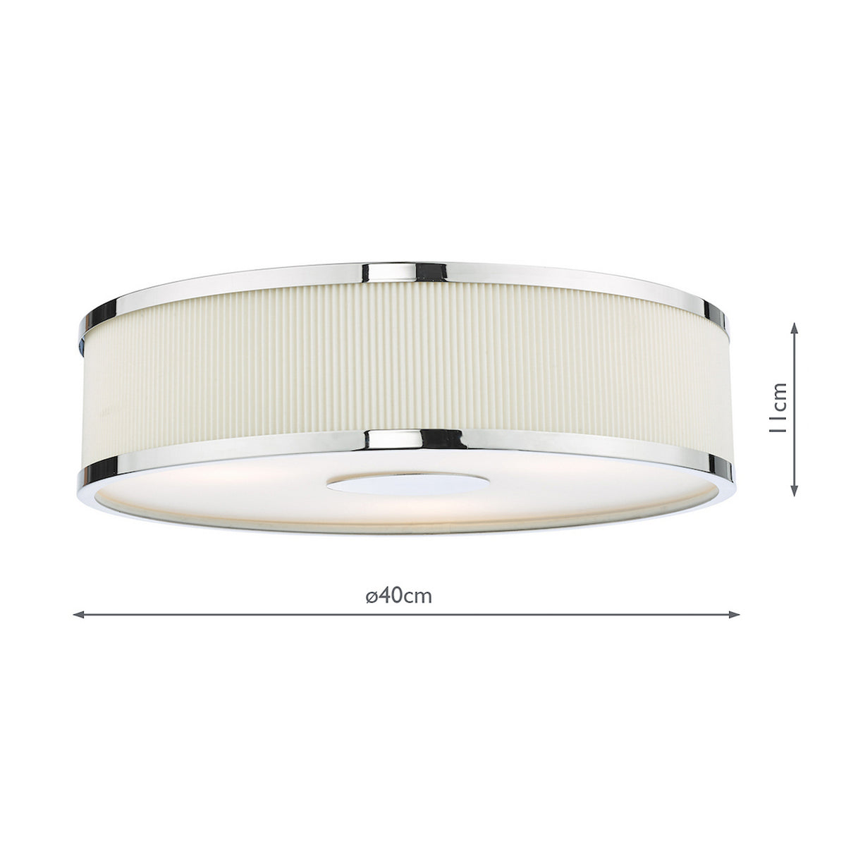 Alvaro Semi Flush Ceiling Light In Polished Chrome With Pleated Ivory Shade