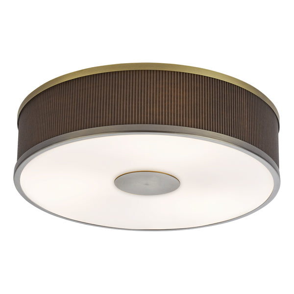 Alvaro Semi Flush Ceiling Light In Antique Bronze With Pleated Mushroom Shade