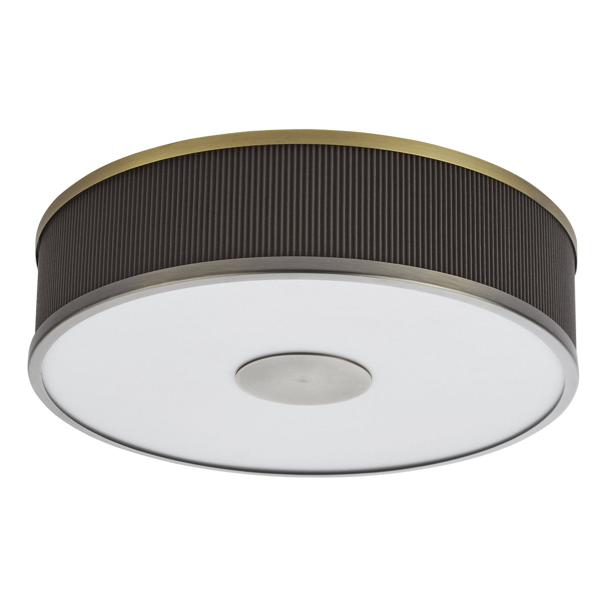 Alvaro Semi Flush Ceiling Light In Antique Bronze With Pleated Mushroom Shade
