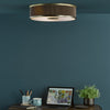 Alvaro Semi Flush Ceiling Light In Antique Bronze With Pleated Mushroom Shade
