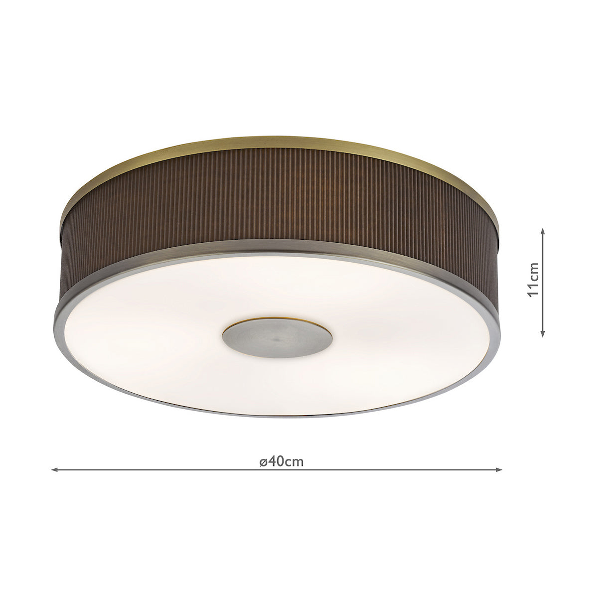 Alvaro Semi Flush Ceiling Light In Antique Bronze With Pleated Mushroom Shade