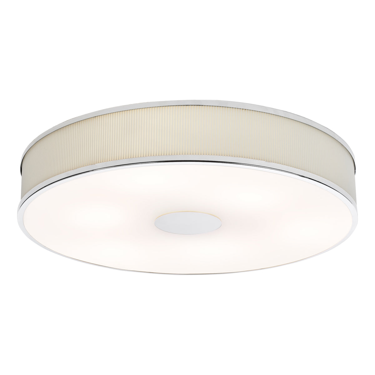 Alvaro Large Semi Flush Ceiling Light In Polished Chrome With Pleated Ivory Shade