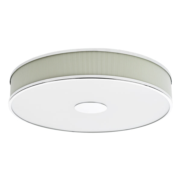 Alvaro Large Semi Flush Ceiling Light In Polished Chrome With Pleated Ivory Shade