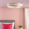 Alvaro Large Semi Flush Ceiling Light In Polished Chrome With Pleated Ivory Shade