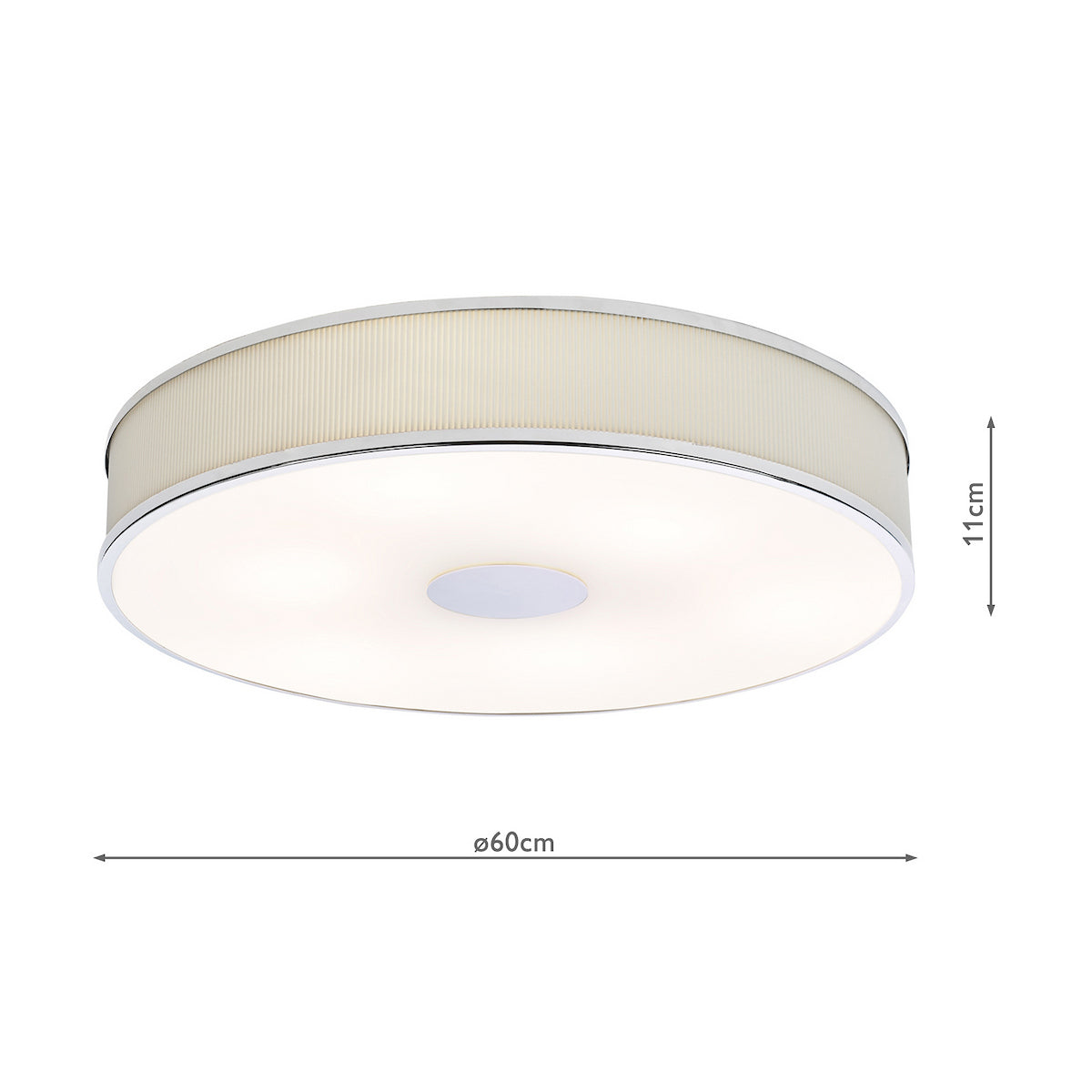 Alvaro Large Semi Flush Ceiling Light In Polished Chrome With Pleated Ivory Shade