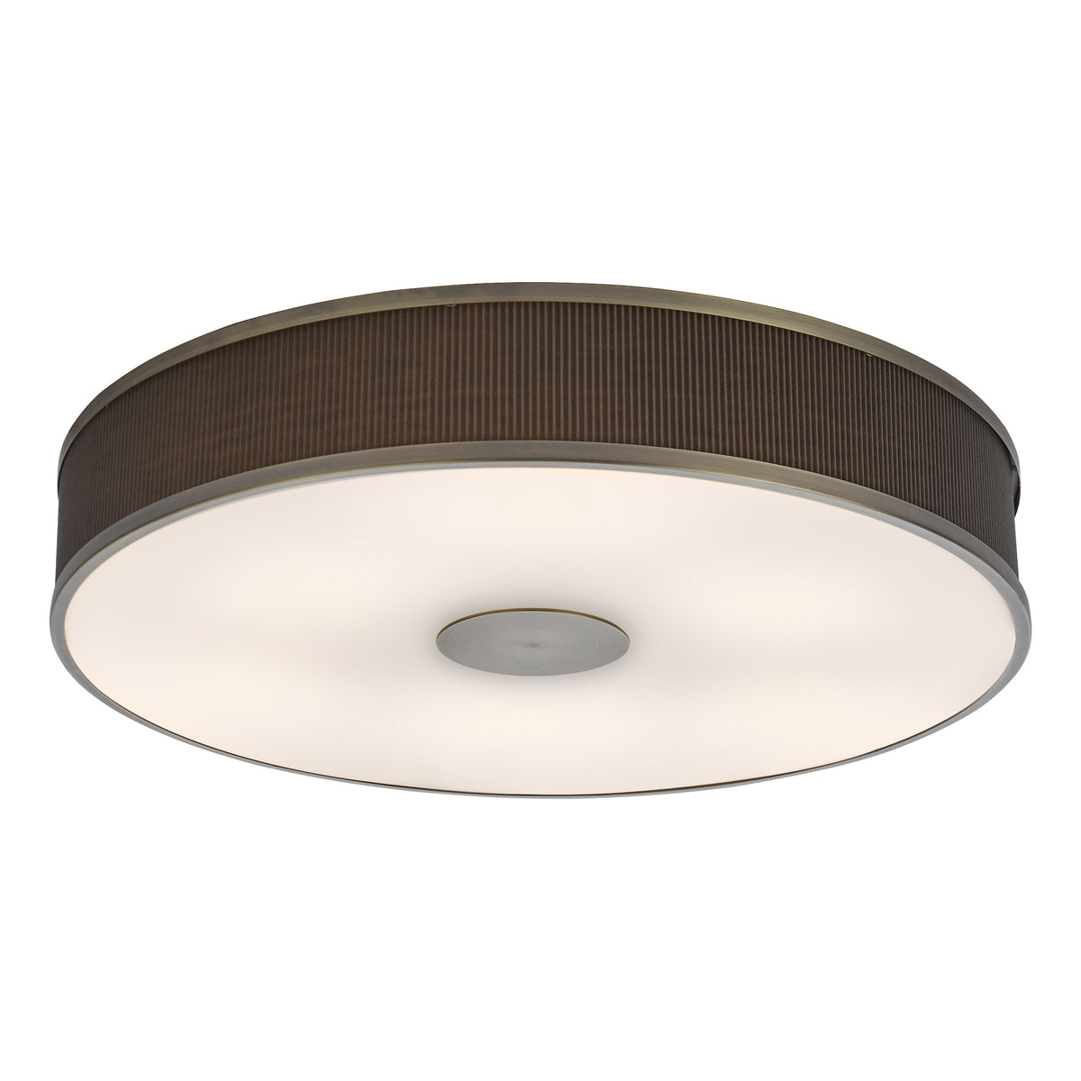 Alvaro Large Semi Flush Ceiling Light In Antique Bronze With Pleated Mushroom Shade