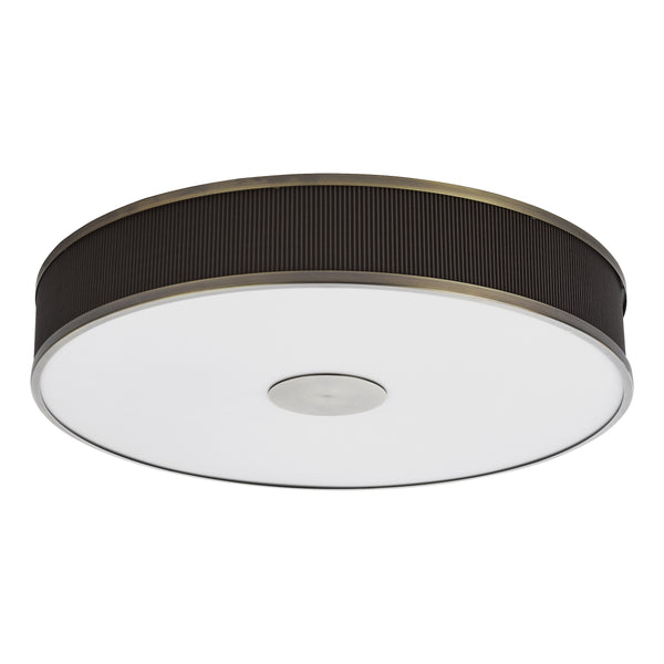 Alvaro Large Semi Flush Ceiling Light In Antique Bronze With Pleated Mushroom Shade