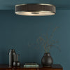 Alvaro Large Semi Flush Ceiling Light In Antique Bronze With Pleated Mushroom Shade