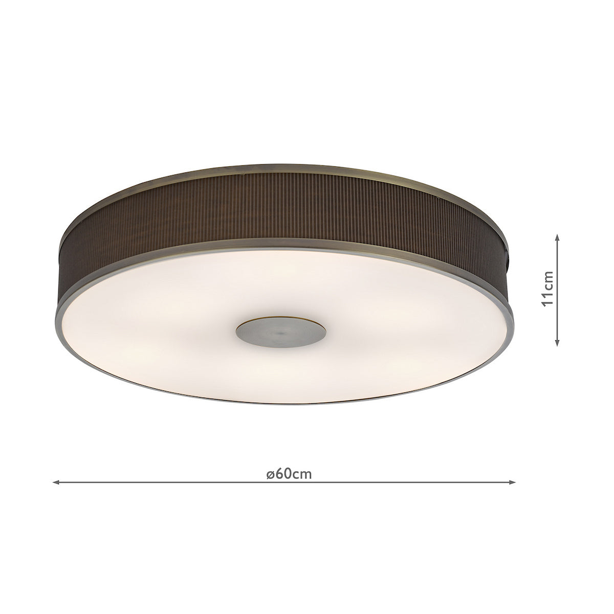 Alvaro Large Semi Flush Ceiling Light In Antique Bronze With Pleated Mushroom Shade