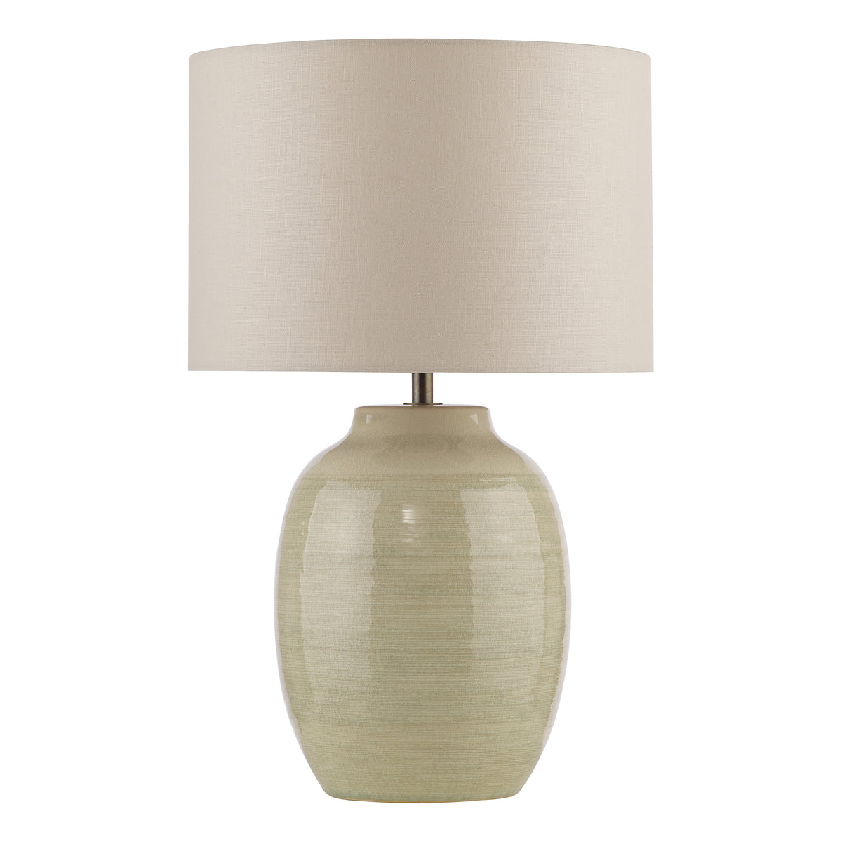 Amsara Ceramic Table Lamp in Pale Green with Ivory Linen Shade