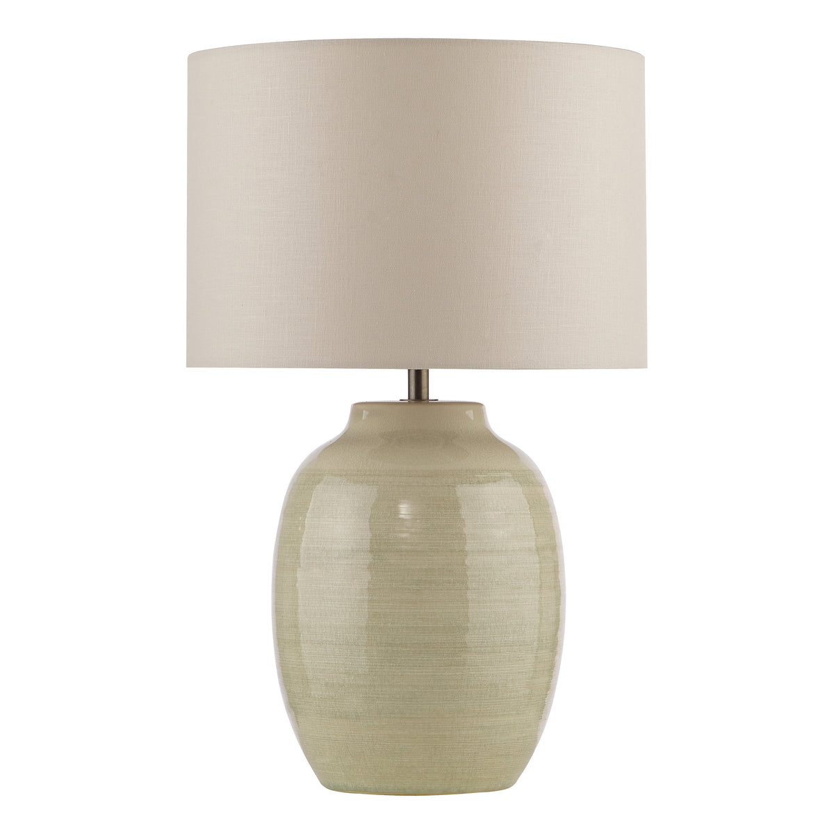 Amsara Ceramic Table Lamp in Pale Green with Ivory Linen Shade