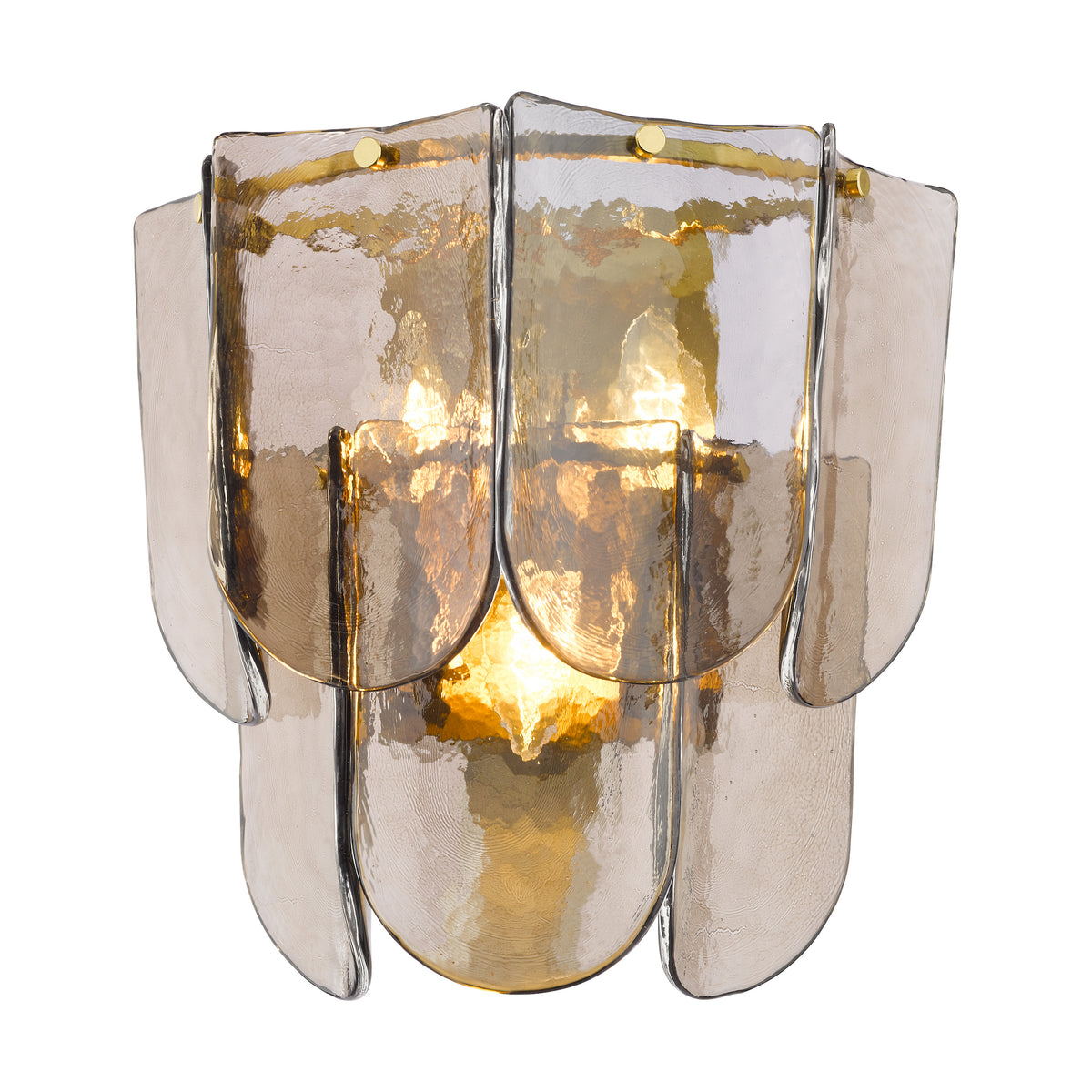 Anielle Wall Light in Natural Brass with Tea Smoked Glass Panels