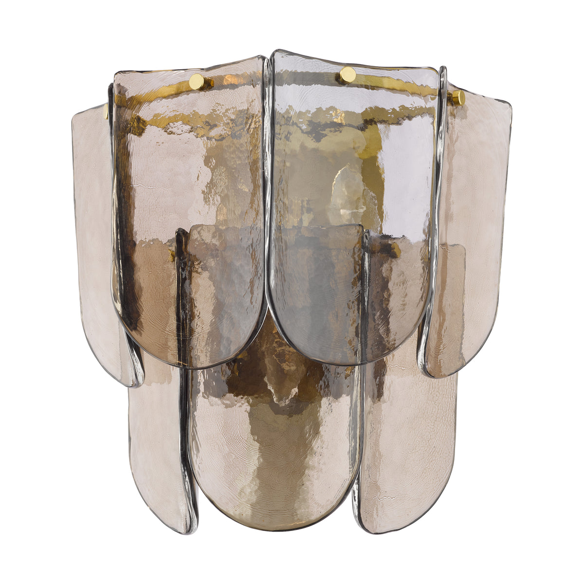 Anielle Wall Light in Natural Brass with Tea Smoked Glass Panels