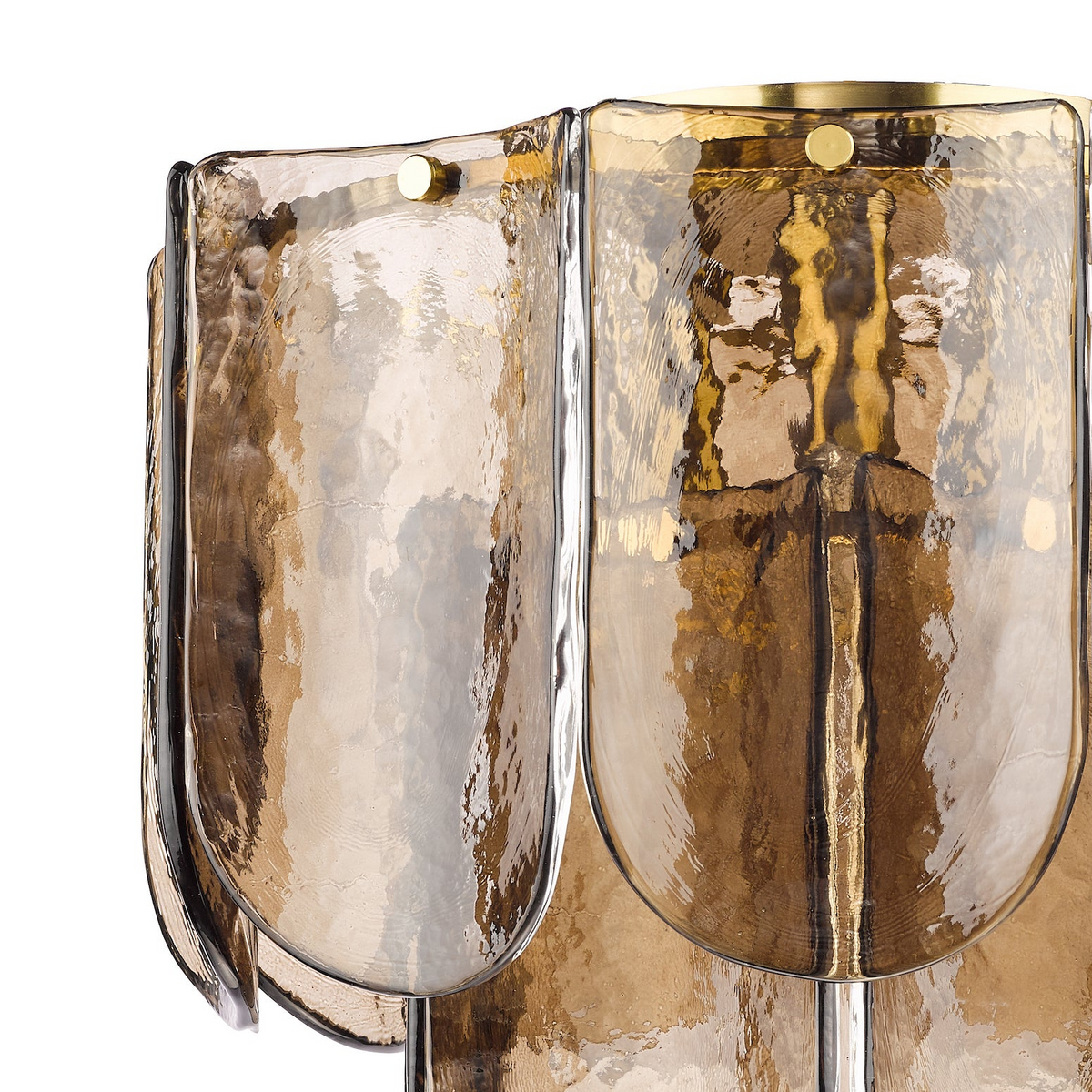 Anielle Semi Flush Ceiling Light  in Natural Brass with Tea Smoked Glass Panels