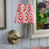 Apsley Rechargeable Wall Light in Matt Antique Brass with Red Cotton Shade