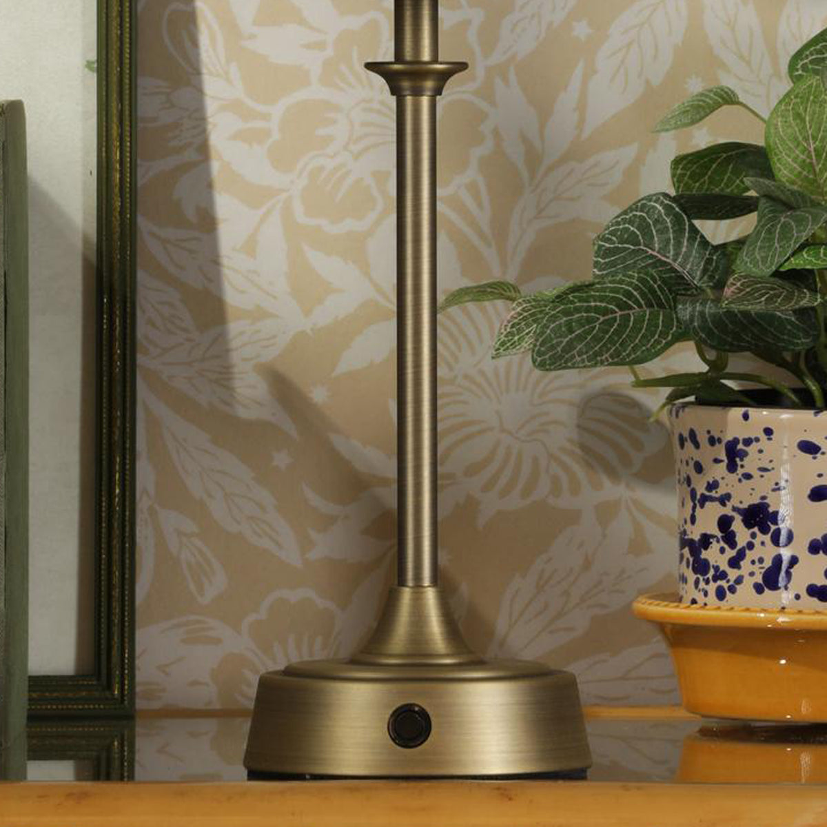 Joules Apsley rechargeable table lamp base in matt antique brass finish