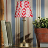 Apsley Rechargeable Table Lamp in Matt Antique Brass with Red Cotton Shade