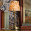 Apsley Rechargeable Table Lamp in Matt Antique Brass with Yellow Floral Print Cotton Shade
