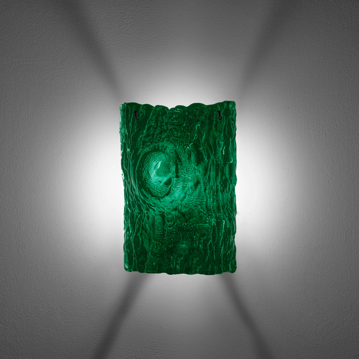 Oak Small Glass Wall Lamp No.1 in Emerald Green