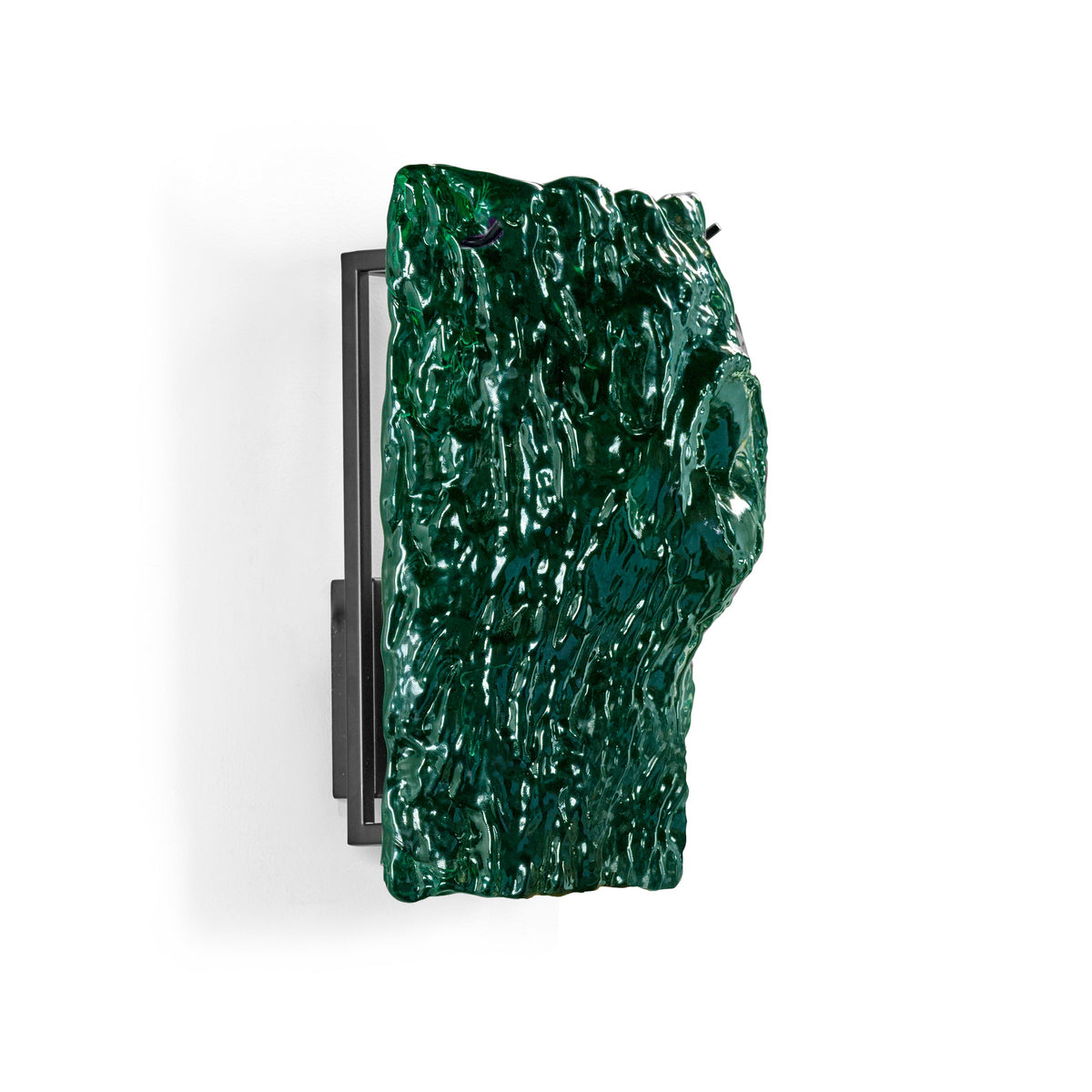 Oak Small Glass Wall Lamp No.1 in Emerald Green