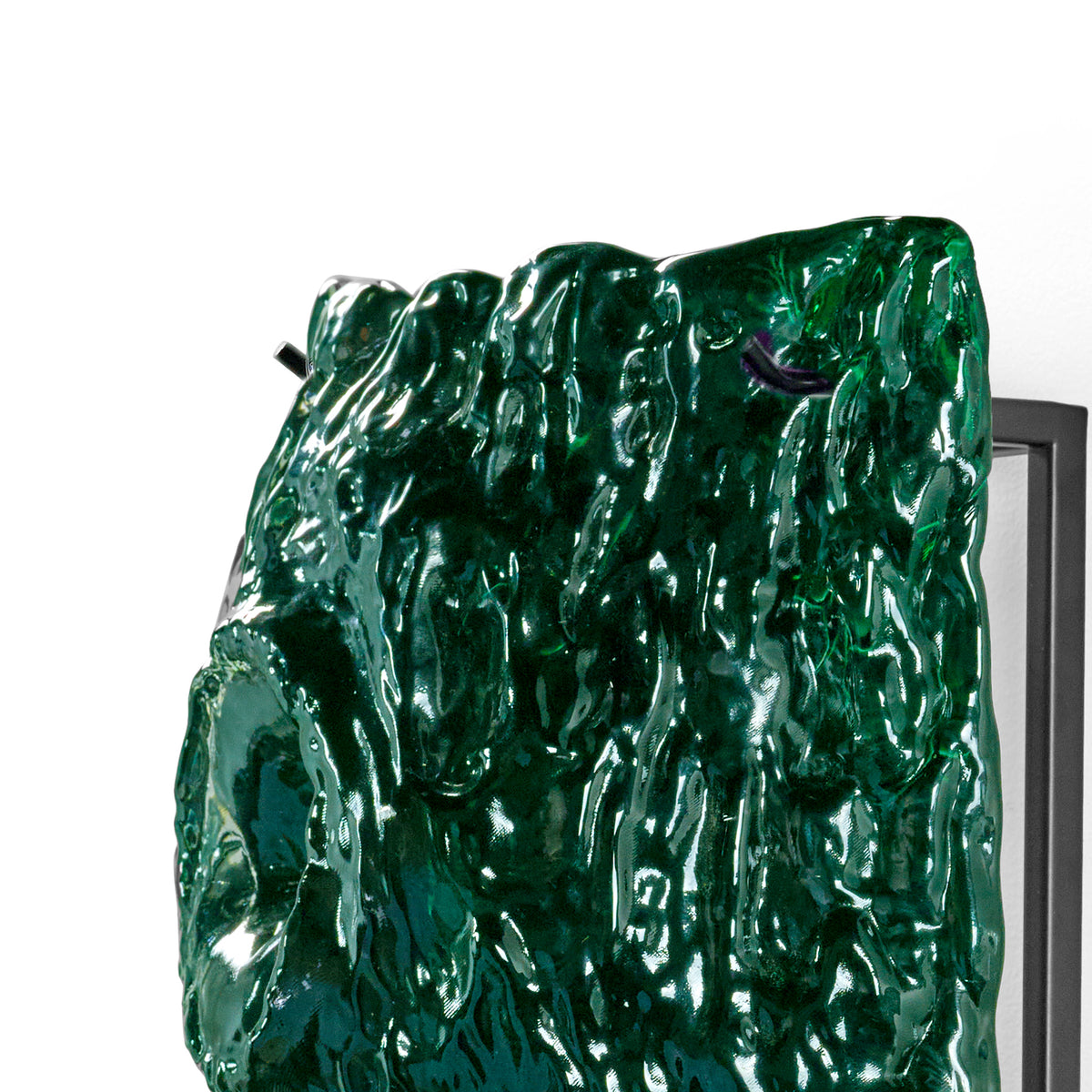 Oak Small Glass Wall Lamp No.1 in Emerald Green