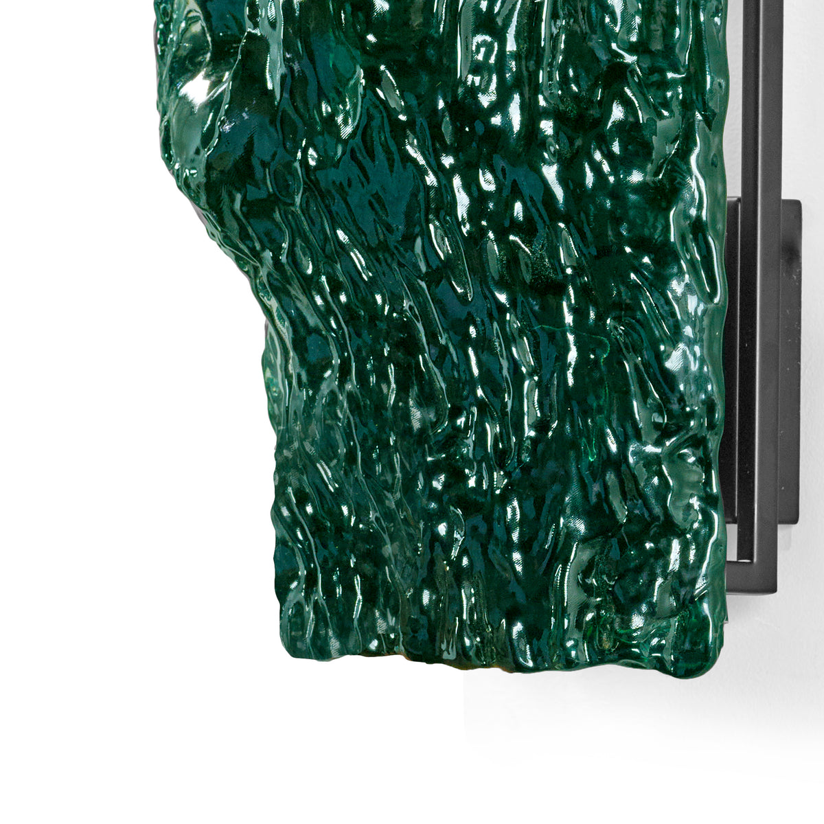 Oak Small Glass Wall Lamp No.1 in Emerald Green