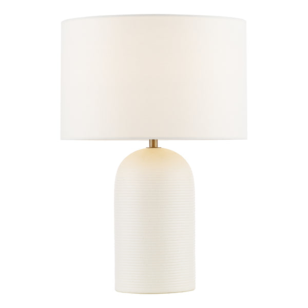 Bayonne Ceramic Table Lamp in Matt White with Ivory Linen Shade