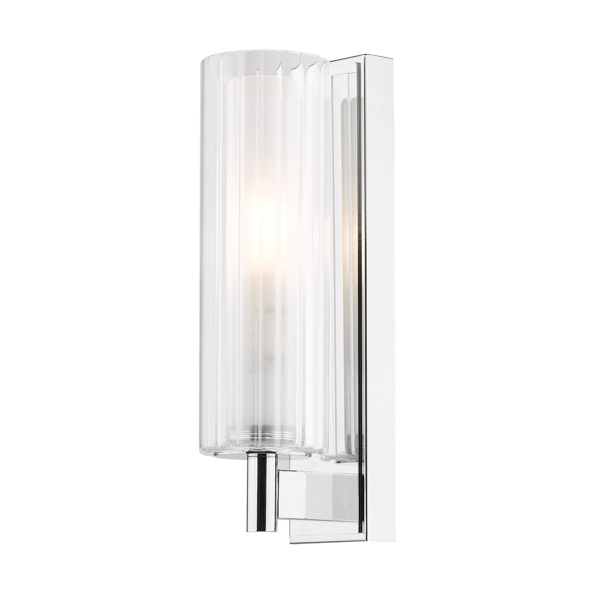 Bevin IP44 Wall Light in Polished Chrome with Ribbed Glass Shade