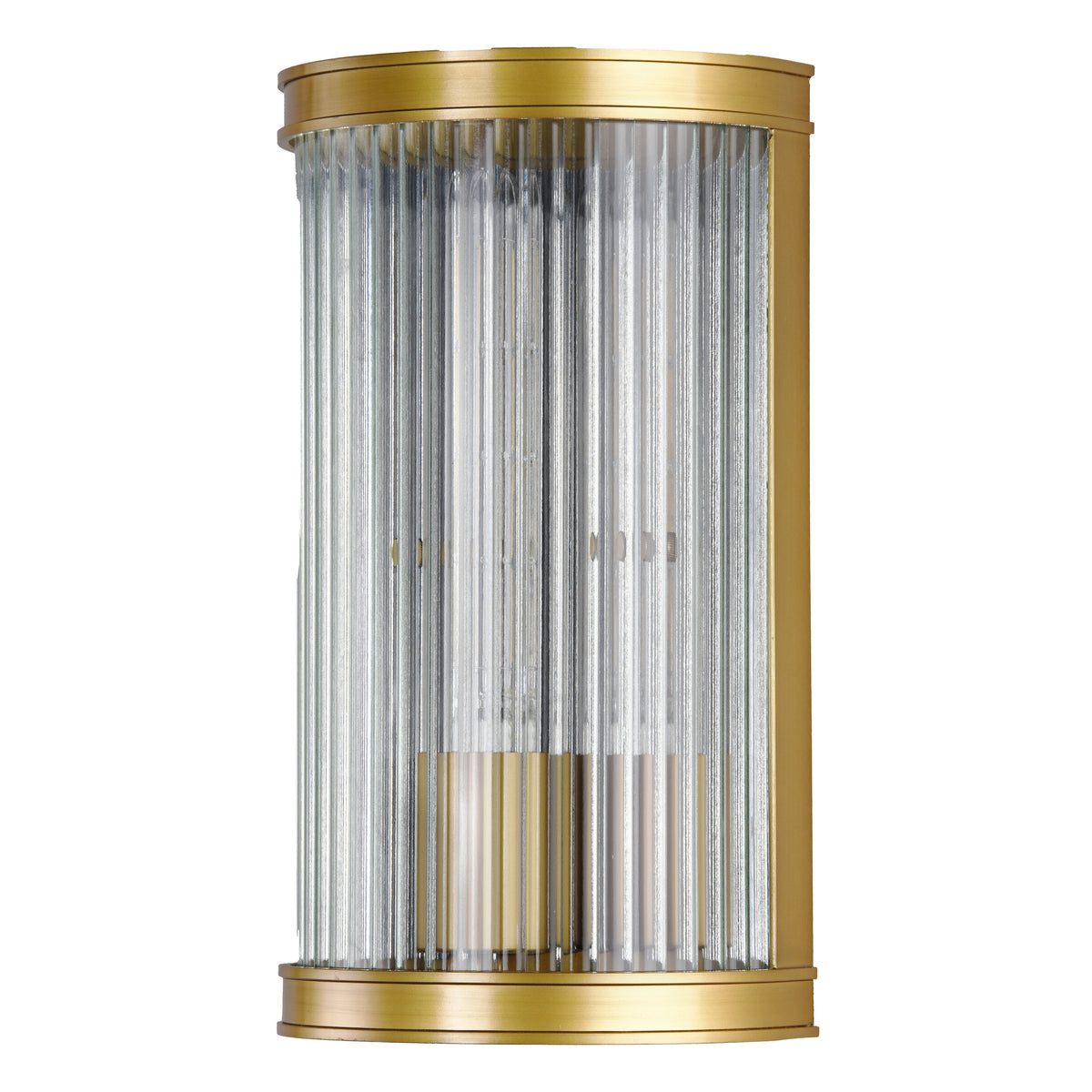 Brass and fluted glass wall sconce
