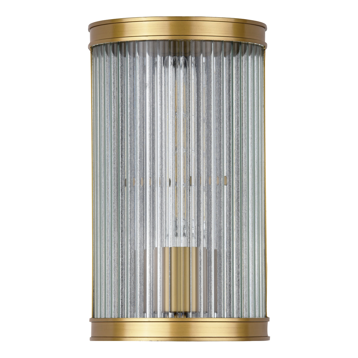 Brass and fluted glass wall sconce