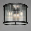 Bianka Three Lamp Flush Mounted Ceiling Light In Matt Black with Ribbed Glass