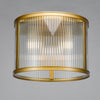 Bianka Three Lamp Flush Mounted Ceiling Light In Satin Bronze with Ribbed Glass
