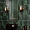 Bolton Switched IP44 Bathroom Wall Light In Matt Black with Ribbed Glass Shade